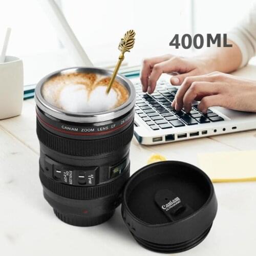 400 Ml Creative Water Cup Thermos Cup Camera Lens Stainless Steel Liner Water Coffee Tea Multipurpose For Home Office School