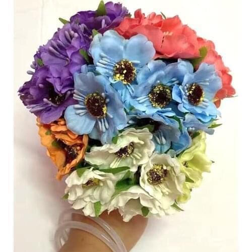 6pcs Silk Stamen Artificial Flower Bouquet Wedding Party Decoration DIY Handmade Wreath Gift Scrapbooking Craft Fake Flowers