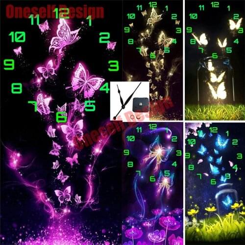 5d diamond painting full flower clock 5d diamond embroidery cross stitch butterfly clock diamond mosaic sale rhinestone pictures