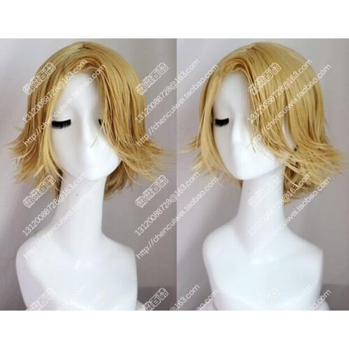 Anime My Hero Academia Boku no Hiro Akademia Yuga Aoyama Short Mixed Gold Synthetic Cosplay Costume Wig + Wig Cap