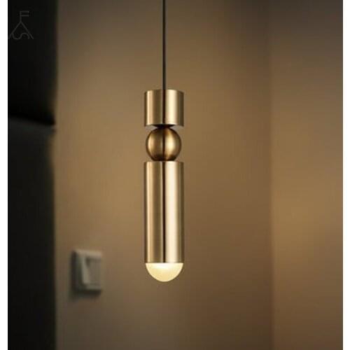 Bar Ktv Bar Chandelier Modern Minimalist Bed Metal Bullet Single Head Lamp Minimalist Desk Cashier Chandelier Long Tube
