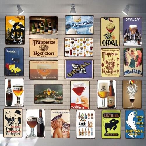 Belgian Beer Coffee Sign Plaque Metal Vintage Plates For Wall Art Home Shop Restaurant Decoration 30X20CM DU-3599A