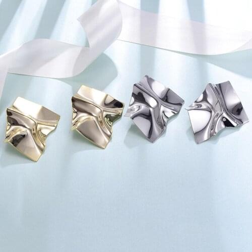 Big Copper Square Sequin Stud Earrings for Women New Punk Party Earring Fashion Jewelry aretes de mujer oorbellen brincos