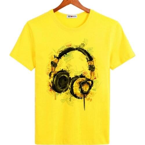 BGtomato brand new earphone guitar fashion t shirts mens hot sale summer cool originality art shirts