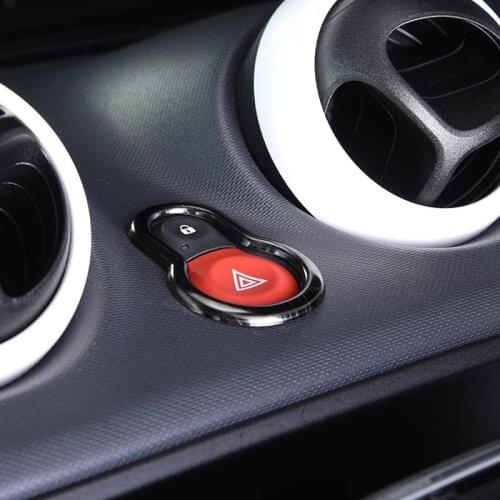Warning light button decoration For Mercedes New 453 Smart Forfour Fortwo Stainless steel interior trim accessories car styling