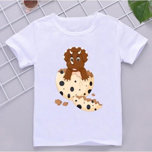 Kids T Shirt Cute Little Dinosaur Print 2020 New Summer T-Shirt Short Sleeve White Tshirt Baby Girl/Boy Kawaii Top Tees Dec22a