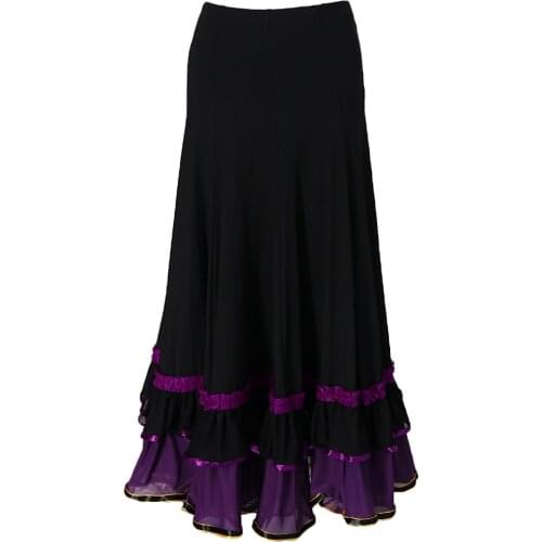 Women Ladies Professional Long Skirt Swing Practice Dancewear Costumes Skirt