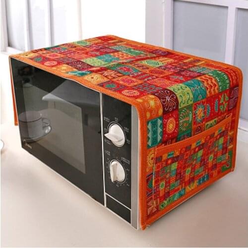 Ethnic Customs Cotton Microwave Oven Cover With Storage Bag Dust Cover Anti Oil