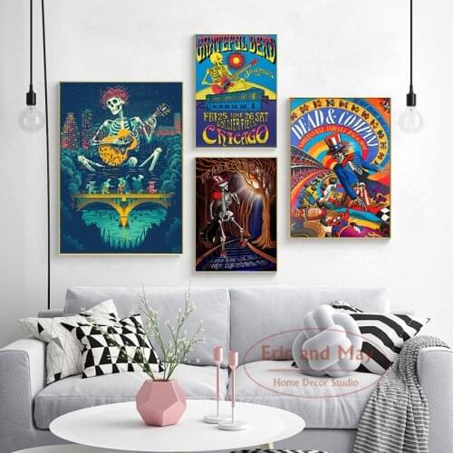 Canvas Grateful Dead Rock Music Painting Posters And Prints Wall Pictures For Living Room Abstract Decorative Home Decor Cuadro