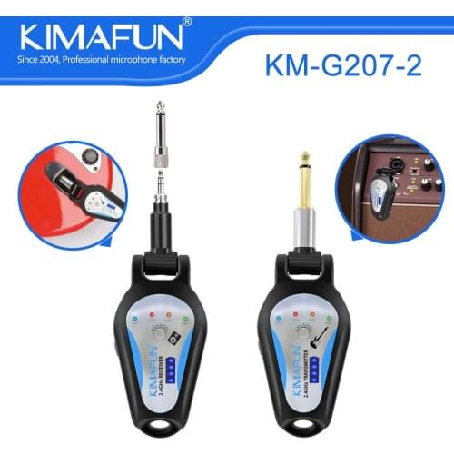 KIMAFUN 2.4G Wireless Electric Guitar Bass System Built-In Rechargeable Lithium Battery 50M Transmission Range Connect Amp