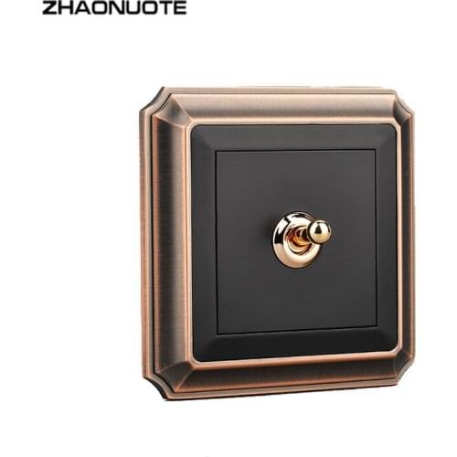 1-4 Gang 2 Way Black Frosted Dual Control Retro Toggle Switch Zinc Alloy Bronze Nordic Style Brass Lever Wall Light Switch