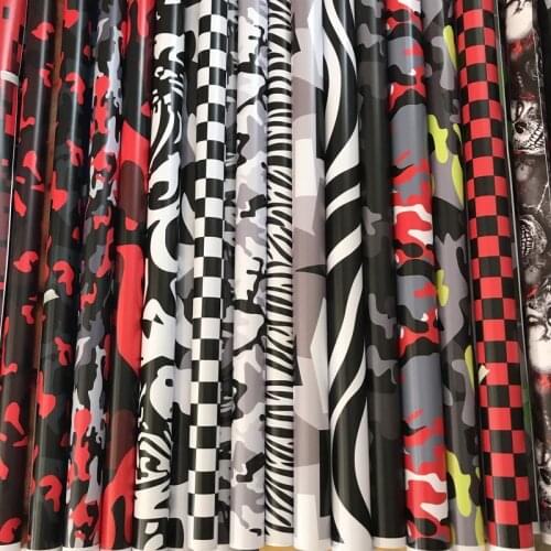 10/20/30/40/50X152CM Black White Gray Red Vinyl Camouflage Pattern Wrap Air-Release Adhesive Film Sheets