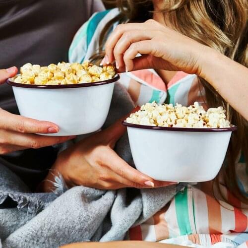 Popcorn Enameled Treat Bowls Home Movie Snack Salad Mixing Ramen Large Bowl Office Fruit Container Storage Dining Soup Bowls