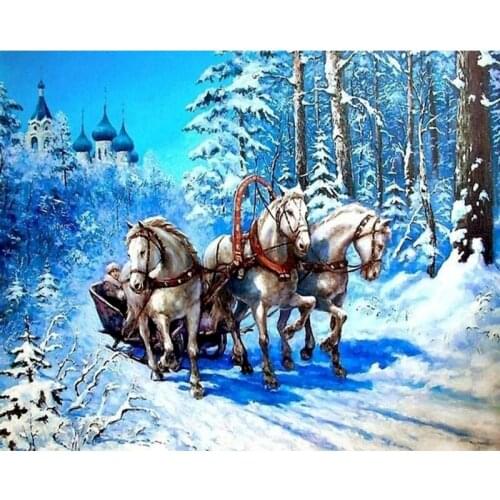 Full Square&Round Animal Diamond Painting Kits Landscape Spring 5D Diamond Embroidery Mosaic Cross Stitch Winter Home Decor Gift