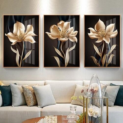 Abstract Black Golden Flower 5D Diy Diamond Painting Set Mosaic Full Square Round Drill Embroidery Living Room DecorationZP-3992