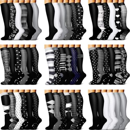 5/6 Pairs Men and Women Compression Socks Circulation Recovery Varicose Veins Nursing Travel Running Hiking Sports Socks