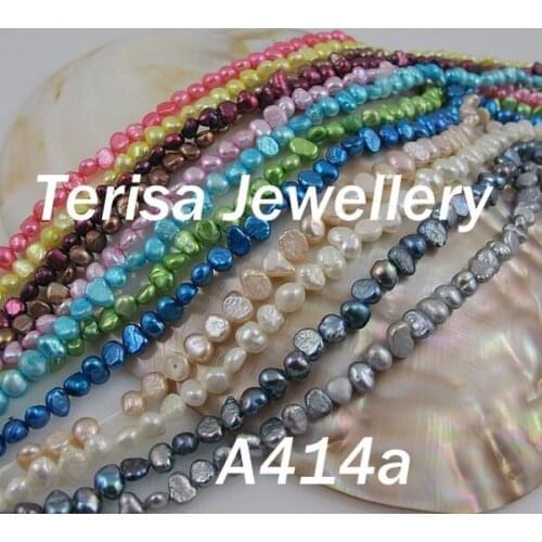 New Free ShippingA414a#AA 4-5mm 15inch Mix Color Natural Shaper Fresh Water Pearl.10pcs/lot