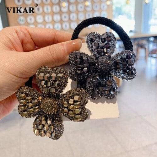 New Women Shinny Rhinestone Elastic Hair bands Hair Hair Tie Girls Handmade Head Bands Horsetail Fashion Hair Accessories VIKAR