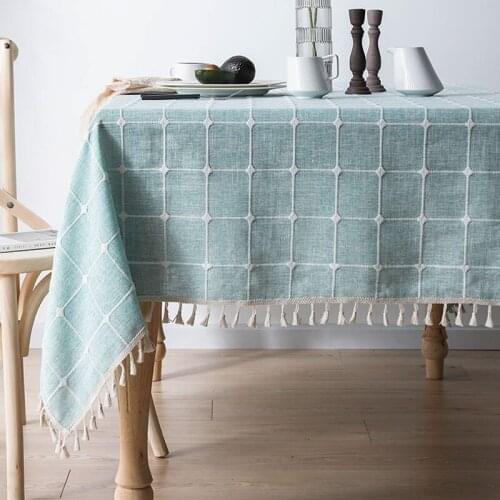 Pure Color Cotton Linen Tablecloth Jacquard Tassel Simple Coffee Table Table Cloth Breathable Fresh Nordic Rectangular Table Cov