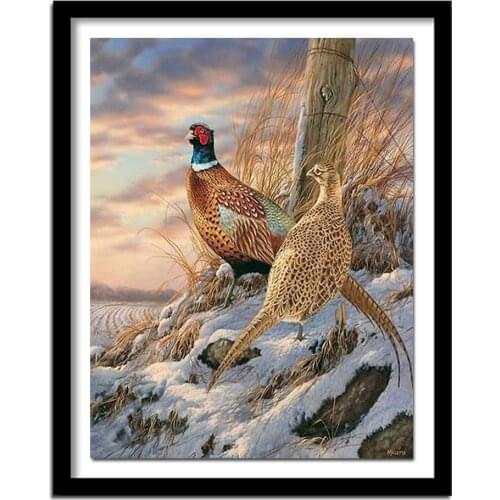 Pheasant on the snow 5D square crafts diamond embroidery needlework diamond painting cross stitch home decor diamond