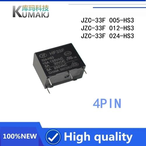 1PCS Power Relay JZC-33F 005-HS3 JZC-33F 012-HS3 JZC-33F 024-HS3 JZC 33F 024 HS3 Hf JZC-33F-024-HS3(555) 10A 4PIN