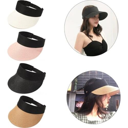 Summer Foldable Large Wide Brim Straw Cap Women Roll-up Bowknot Fashion Visors Beach Hat Outdoor UV Protection Sun Hat