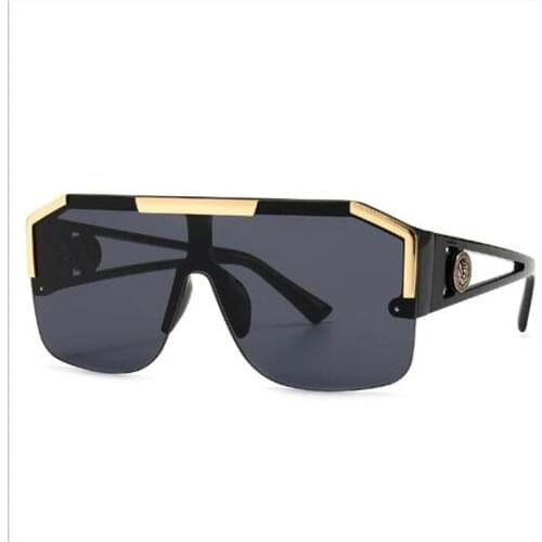 Trendy one-piece large frame sunglasses Fashion hollow glasses for men and women Brand designer sunglasses Mens metal