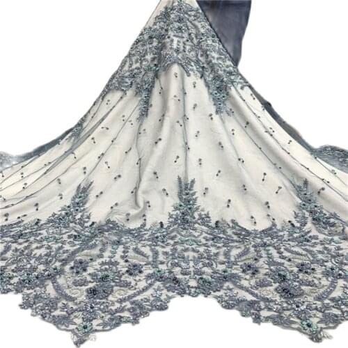 High Material African Sequins Mixed Beads Lace Fabric Pretty Design JRB-23.52601 Embroidered Tulle Mesh for Party Dress