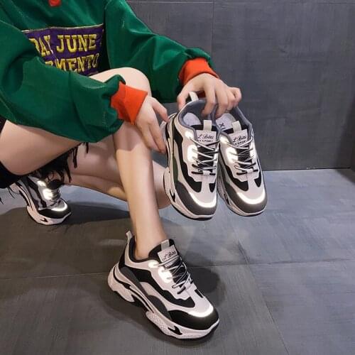 Network red oldfather shoes Womens 2021 spring new wild increase Korean version of the thick-soled student casual sports shoes
