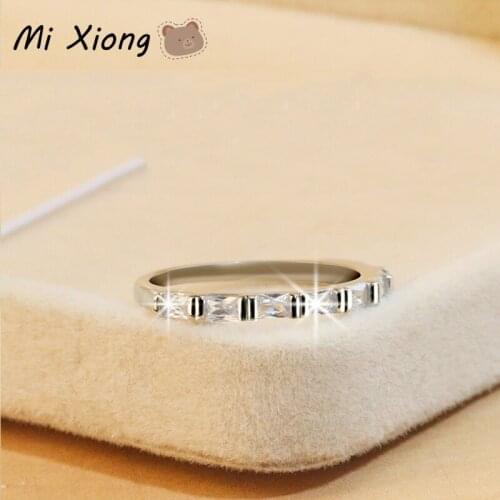 Mi Xiong Real 925 Sterling Silver Women Ring Unique Diamond Luxury Sparkle Engagement Wedding Party Gift for Lover Brand Jewelry