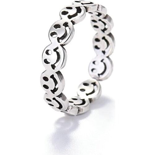 Ladies Jewelry Free Shipping Happy Smiley Aesthetic Ring Womens Punk Hip-hop Adjustable Ring Stylish Copper Jewelry Best Gift