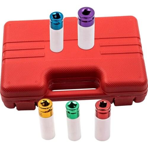 1/2" Wheel Nut Deep Impact Sockets Wheel Protector Set 15mm,17,19,21,22mm Green, Yellow, Red, Purple, Blue 5pcs