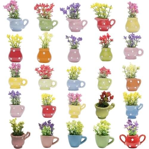 1Pc Artificial Plant Flower Bonsai Model Dollhouse Miniature Landscape Mini Bottle Home Car Potted Decor Potted Plants Pot