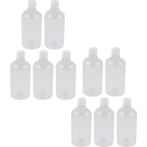 10Pcs 500ml Clear Plastic Lab Seal Reagent Bottle Chemical Graduation Sample Bottle