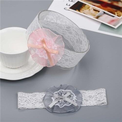 10pcs 2018 Wholesale Lace Flower Bowknot Hairbands Girls Headwear Kids Hair Accessories Children Elastic Hair Band Headbands