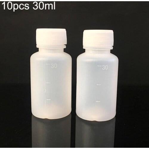 10Pcs 30ml Clear Scale Refillable Sealed Chemical Bottles Liquid Vials Container