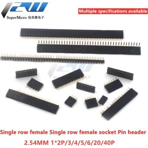 10pcs/lot 2.54mm single-row busbar plug-in PCB connector 1 * 2/3/4/5/6/7/8/10/12/16/20/40 arduin o pin