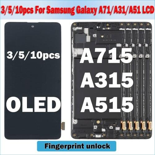 3/5/10pcs OLED With Frame Fingerprint unlock For Samsung Galaxy A71 A715 A31 A315 A51 LCD Touch Digitizer Sensor Glass Assembly