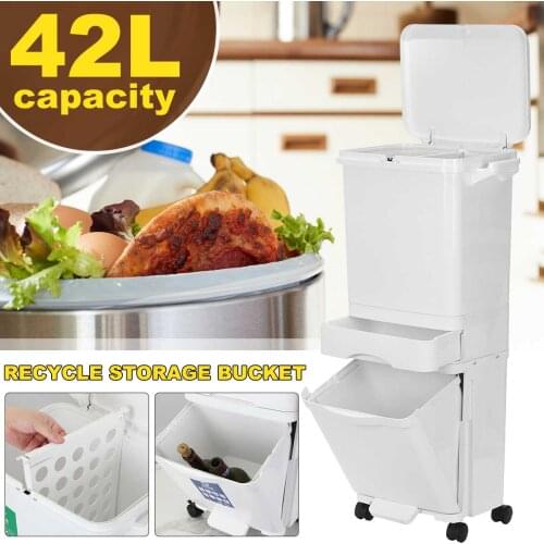 42L Large Capacity Trash Can 3 Layers Waste Sorting Bins Kitchen Household Restaurant Dustbin Storage Waste Bin