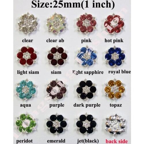 Free Shipping Wholesale 60pcs/lot 15colors 25mm Rhinestone Button Flatback Button For Hair Flower Wedding Invitation BHP08022-1
