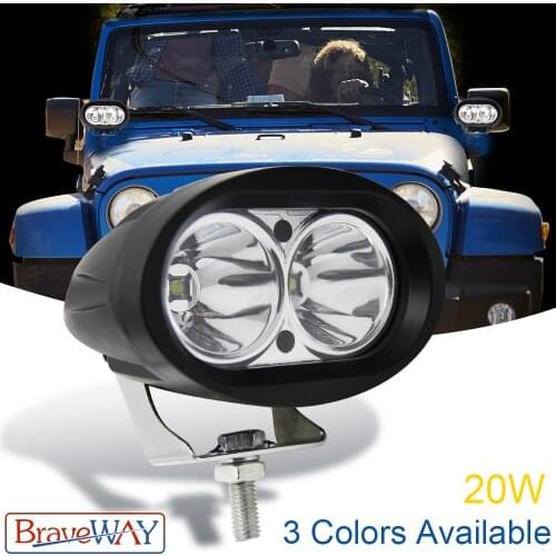 BraveWay 3.6 inch Flood/Spot Led Work Light Waterproof Offroad Truck Car LED Work Light 12V LED Extra Light for ATV Motorcycle