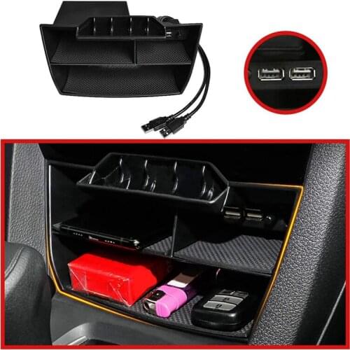 Center Console Storage Box Tray with Dual USB Outlet for 10 Generations Honda Civic 2016-2020