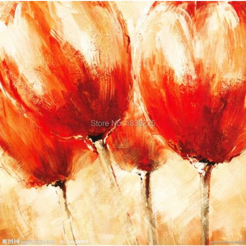 Best selling handmade items painted canvas modern tulip abstract beautiful red flower oil paintings for bathroom ideas painting
