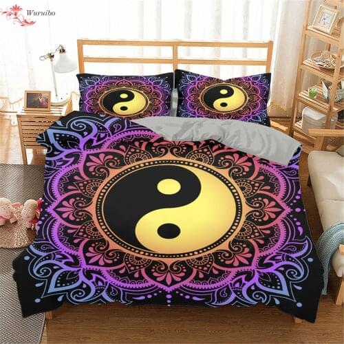 Tai Chi Bedding Set Yin and Yang 220 Duvet Cover Comforter Cover Set King Queen cobertores de cama 90/135/150 Single Double Beds