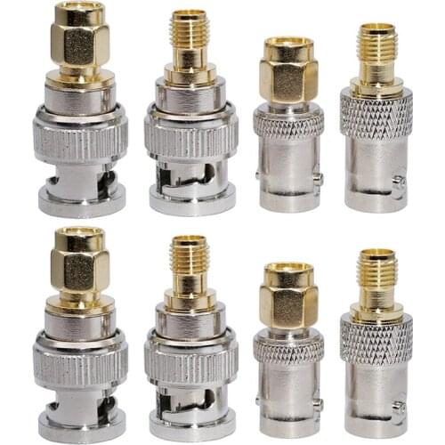 SMA to BNC Kits 2 Set RF Coaxial Adapter Male Female Coax Connector 8 Pieces