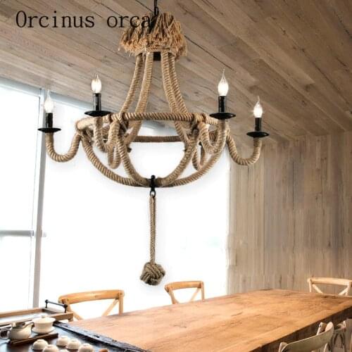Creative Vintage chandelier rope American country candle lamps and lanterns dining room Cafe Boutique Hotel Postage free