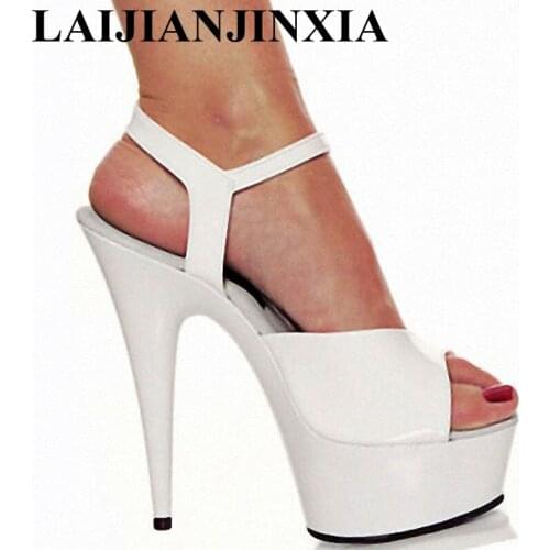 LAIJIANJINXIA Romantic Sexy 15cm Thin High-Heels 5cm Platform Shoes Nightclub Pole Dancing Shoes Open Toe Sandals Dance Shoes