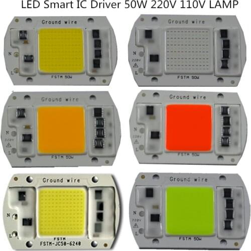 LED COB IC 50W Red blue green yellow pink AC 220V 380NM Smart IC 50w High power Driver IC light beads lamp chip for flood light
