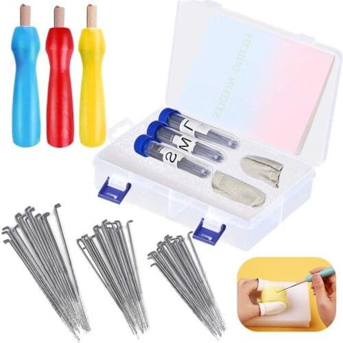 LMDZ 66 Pcs Needle Felting Tool Felting Starter Kit with 3 Sizes Felting Needles Color Wooden Handle Holder Felting Needle