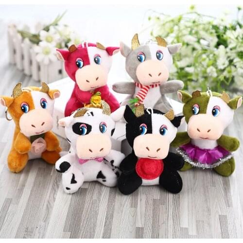 Lovely 13cm plush Cute cartoon calf good quality soft Festive keychain pendant Bag decoration christmase birthday gift for kid